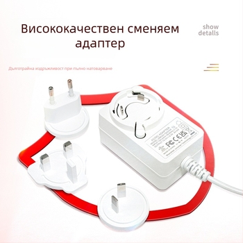 12V 2A захранващ адаптер със сменяем накрайник, 24W стенен модел, DC кабел 1,2 м, изход 5,5×2,1 мм