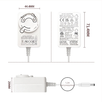12V 2A захранващ адаптер със сменяем накрайник, 24W стенен модел, DC кабел 1,2 м, изход 5,5×2,1 мм