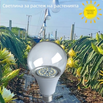 LED лампа за растеж на растения с пълен спектър, 32 LED, 2015 lm, 220V вход, Mullinsen чип, живот 30000 ч