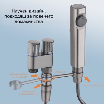 Държач за тоалетна пръскачка - универсална безпробивна скоба с въртящ се монтаж (мед, Wolf Kiss, въртене, без пробиване, универсален)