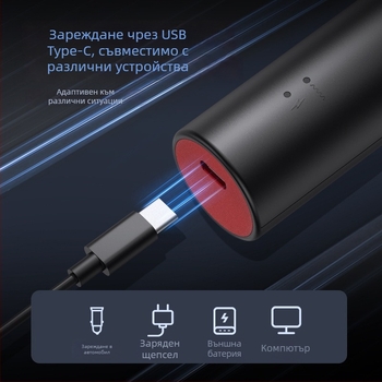Подстригвач за коса с презареждащ се двигател, четков мотор, титаново острие, вградена батерия 1000-1200 mAh, време за работа 1-3 ч.