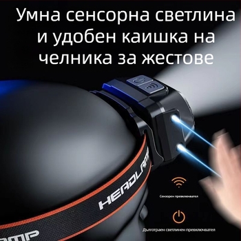 Челна лампа с двойно LED осветление, презареждаща, Type-C зареждане, 360° въртене, обхват 100–200 м, ръчно захранване