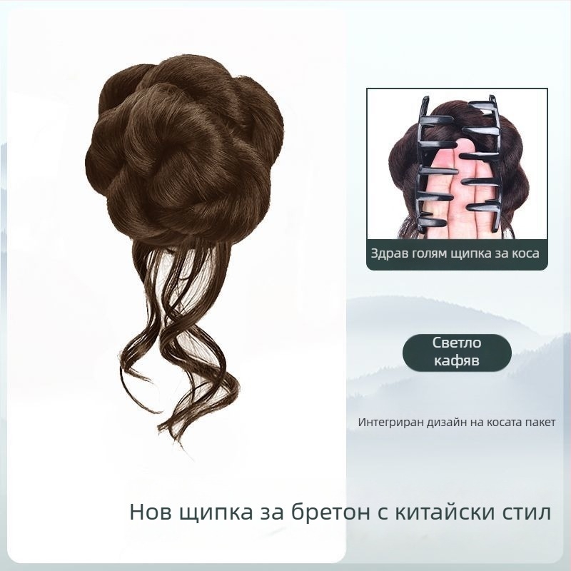 Парик с опашка – изцяло ръчно изработен, термоустойчива нишка, без боядисване и без перманентно къдрене, персонализирана версия (стил на опашката: стегнат)