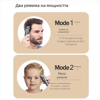 Електрическа машинка за подстригване за дома - керамични ножове, вградена батерия 1000-1200 mAh, работа 1-3 ч., пълно миене на корпуса, цифров дисплей