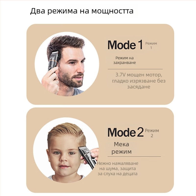 Електрическа машинка за подстригване за дома - керамични ножове, вградена батерия 1000-1200 mAh, работа 1-3 ч., пълно миене на корпуса, цифров дисплей