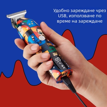 Електрическа подстригвачка за коса — сменяема и миеща глава, презареждаща се вградена батерия 500–800 mAh, ножове от неръждаема стомана, водоустойчива, с четков мотор