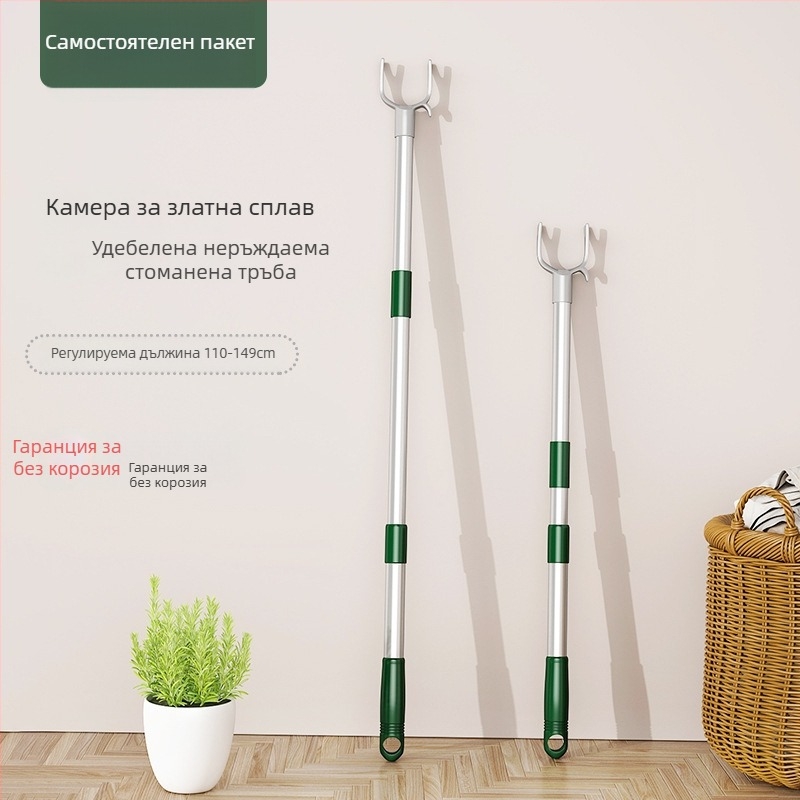 Разтягаща се пръчка за сушене на дрехи от цинкова сплав за балкон