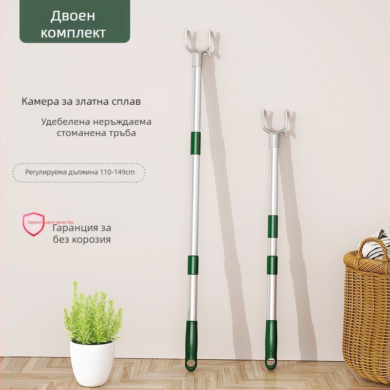 Разтягаща се пръчка за сушене на дрехи от цинкова сплав за балкон