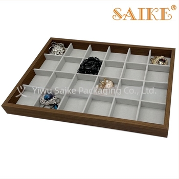 Дървен дисплей за пръстени с орехов модел, мулти-отделения: 8 пръстена, 12 и 24 секции