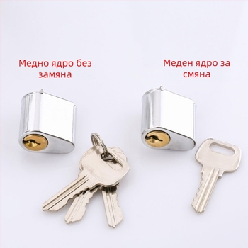 Цилиндър за заключване на противопожарна врата, меден; модел Fireproof lock cylinder; марка Zhiwei; подходящ за противопожарни врати; тегло 60 g