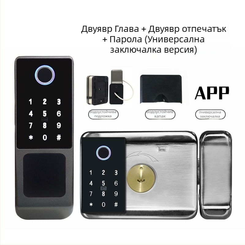 Смарт заключване за врати с пръстов отпечатък и паролна карта, модел VD06, за метални и дървени врати