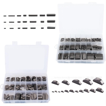 Комплект въглеродни стоманени ключови щифтове, 530 броя, кръгли, полу‑кругли и заоблени паралелни ключове