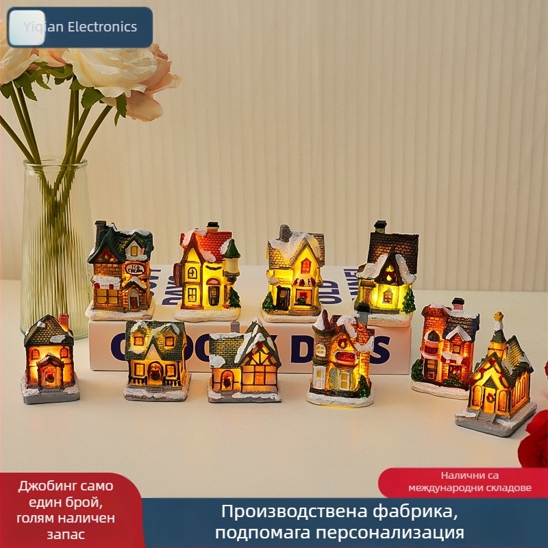 Декоративна коледна къщичка за бюро от смола, без марка, без IP лиценз