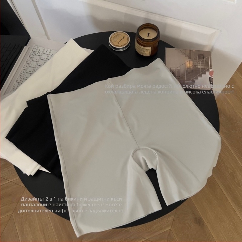 Дамски безопасни панталони с висока талия, ice silk плат, найлон 81,2%, вътрешна част памук 100%, за жени 18–40 г