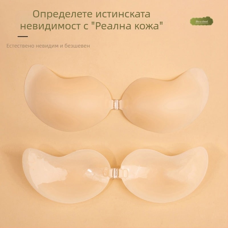 Силиконов безшевен патч за зърна, предно копче, тънък и невидим, форма манго, push-up