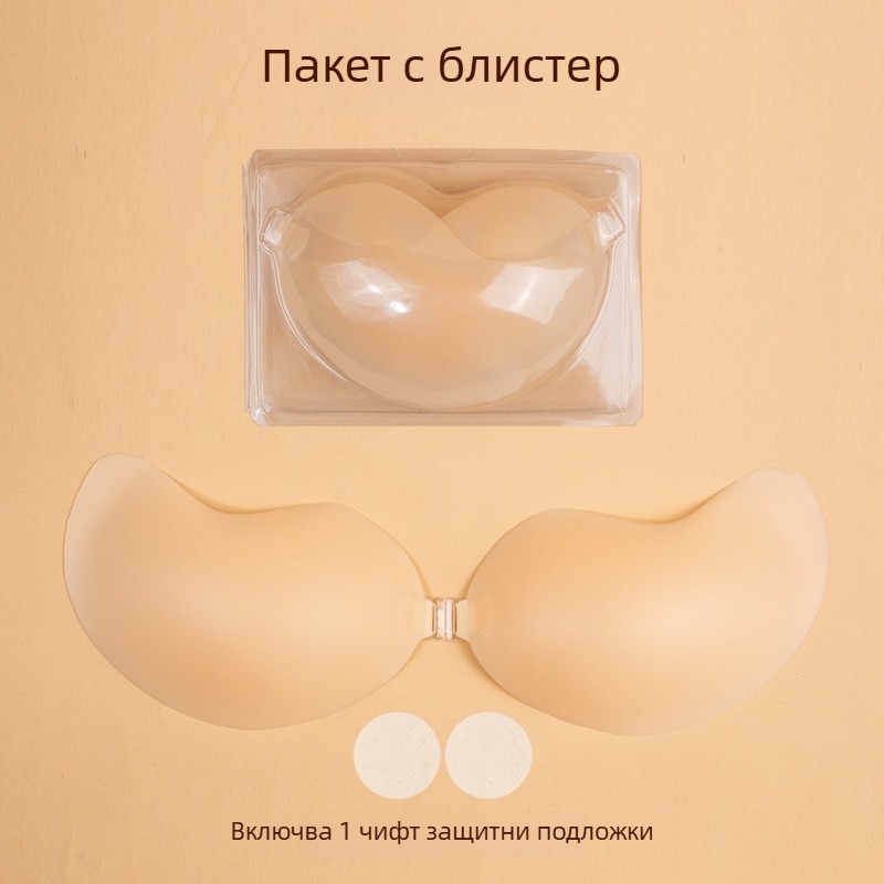 Силиконов безшевен патч за зърна, предно копче, тънък и невидим, форма манго, push-up