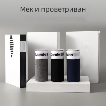 Дамски боксер‑брифове с печат на букви, дишащи трикотаж, средна талия, плетена материя, подплата от полиестер