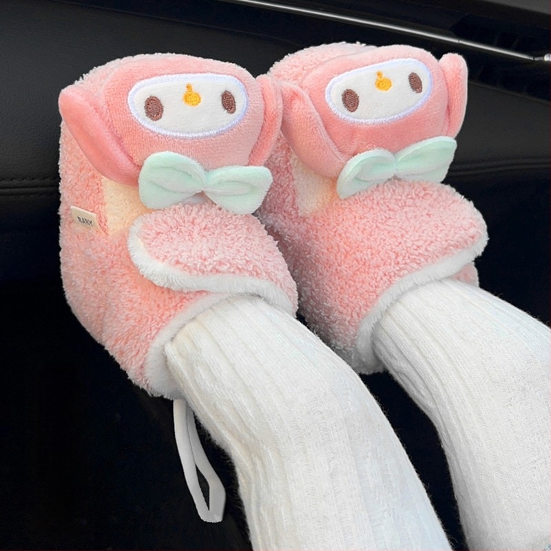 Детски зимни обувки за прохождане: велурена горна част, гумена подметка, дебели, противохлъзгащи и топли, с дизайн на карикатурен персонаж, за 6–12 месеца