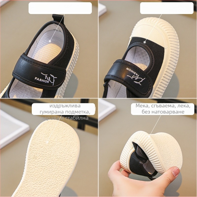 Унисекс детски платнени обувки в корейски стил, нисък връх, EVA върх, дишащи, велкро закопчаване, гумена подметка – за пролетно-лятно-есенни ежедневни обувки