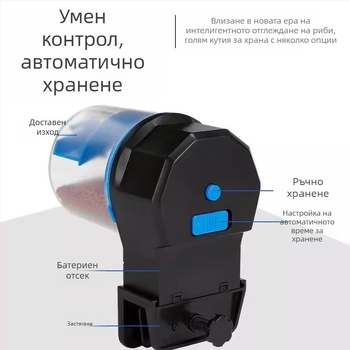 Автоматичен фидер за аквариумни риби (ABS материал; произход Китай; пълен комплект за автоматично хранене; код на продукта CWYP-DD159; за водни животни)