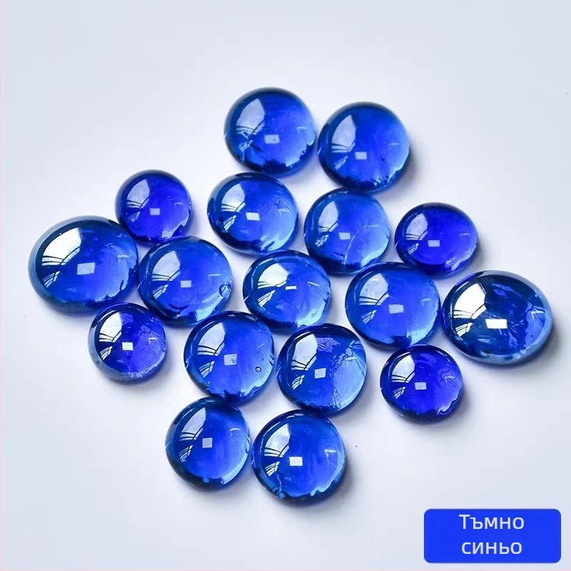 Стъклени плоски мъниста за аквариум и хидропоника – декоративни камъни за ландшафт, 500 g