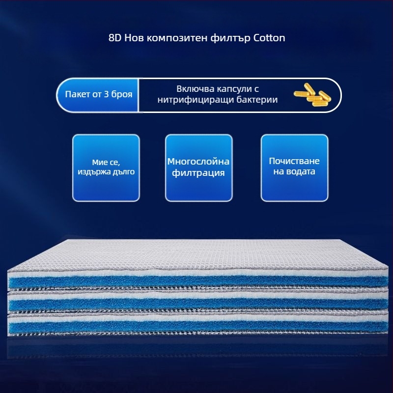 Naypet филтърна памучна вата за аквариум – 8D без лепило, материал: памук