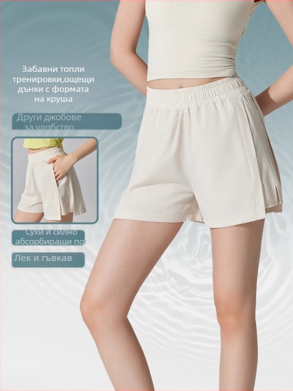 Дамски спортни къси панталони, бързосъхнещи и дишащи, смесена химическа влакна, 90% полиестер/10% еластан, лято 2024