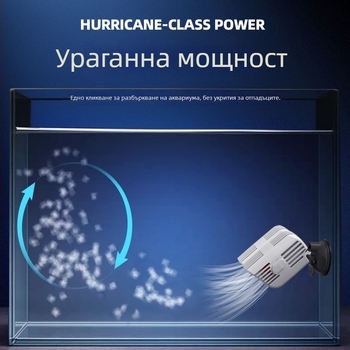 Аквариумна помпа с две глави, 360° безшумен поток, вакуумни държачи