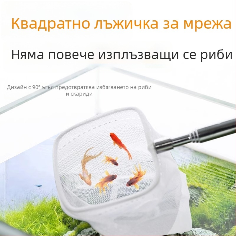 Разтегателна риболовна мрежа от неръждаема стомана с дълга дръжка, кръгла и квадратна форма (50 г)