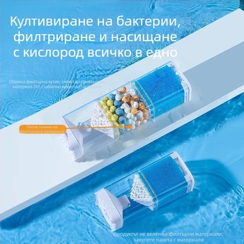 Yee филтрационна система за аквариум - 3-в-1 вградена филтърна помпа с циркулация, всмукване и оксигениране (пластмаса)