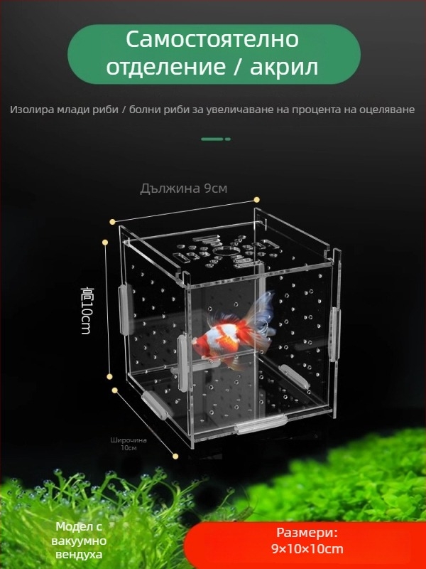 Акрилна изолираща кутия за аквариум – за гупи, костенурки, Betta риби и млади тропически риби; материал: акрил; произход: Хебей; категория: оборудване за аквариуми