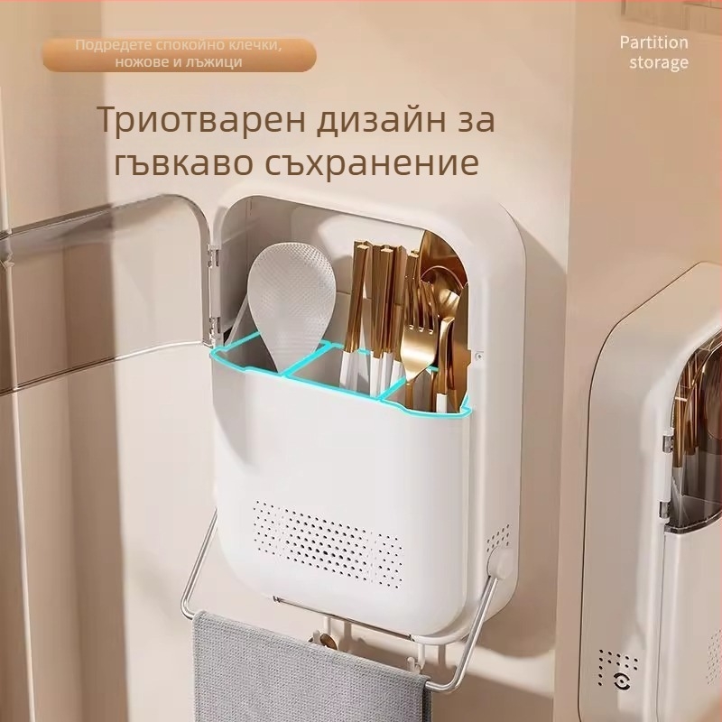 Държач за клечки на стена | кухненски държач с отцеждане на лъжички, серия Chopstick Tube, PP материал, възможност за печат на лого