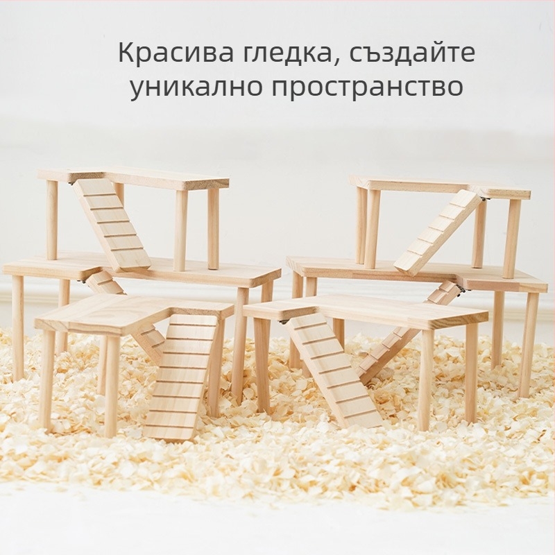 Дървена платформа за хамстери за оформяне на клетката, материал: дърво; внос: Не; марка: Друг
