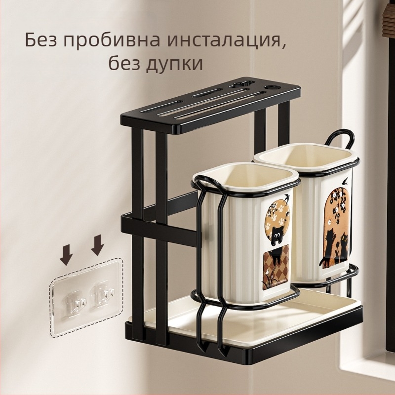 ABS материал кухненски държач за прибори с дренаж, държач за ножове и клечки, модел ACF1490, произход Китай