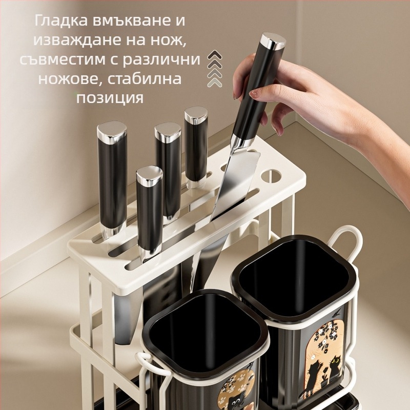 ABS материал кухненски държач за прибори с дренаж, държач за ножове и клечки, модел ACF1490, произход Китай