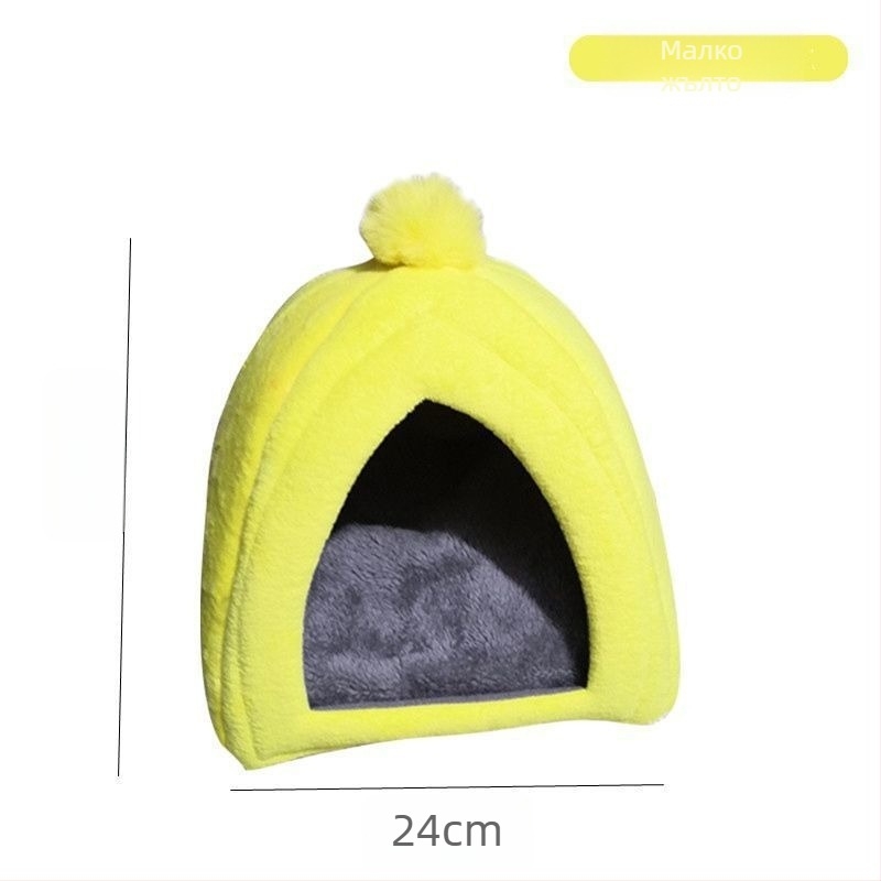 Гнездо за домашни любимци – платнено, плюшено вътрешност, зимно топло за зайци, морски свинчета и шиншили
