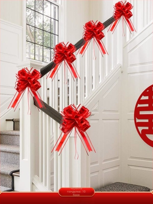 Комплект украса за парапет на стълби за сватба от нетъкан текстил с лента и цветя, за оформление на сватбено пространство, марка Orange Nuoyi Bai