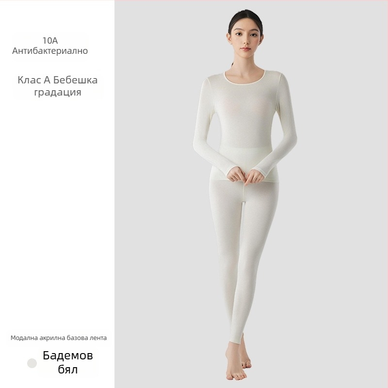 Женски термален комплект за базов слой от модал – тънък, еднослоен, загряващ, антибактериален, 51,5% модал