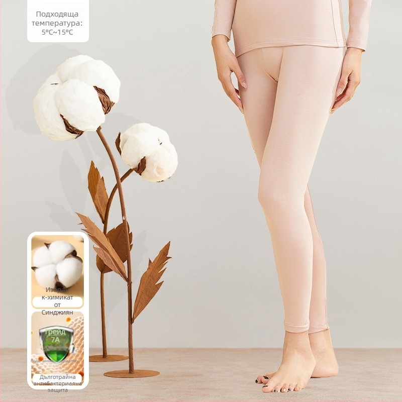 Дамски термокомплект от 95% памук, антибактериален, кръгло деколте, пуловер горна част