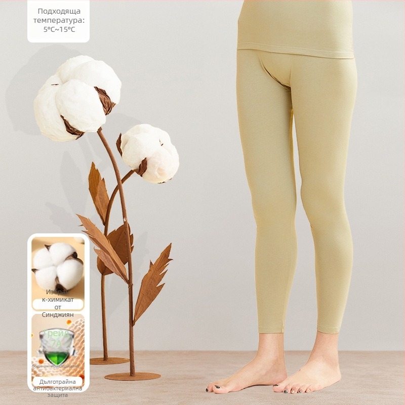 Дамски термокомплект от 95% памук, антибактериален, кръгло деколте, пуловер горна част