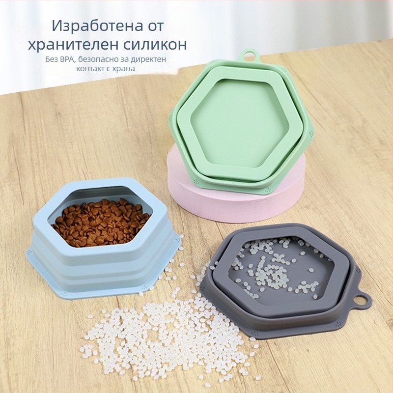 Силиконова сгъваема купа за кучета и котки, защита от разлив, преносима за открито, висящ съд за храна и вода
