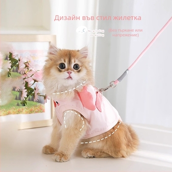 Котешка жилетка‑презрамка за котки и малки кучета, полиестер, фиксиран размер