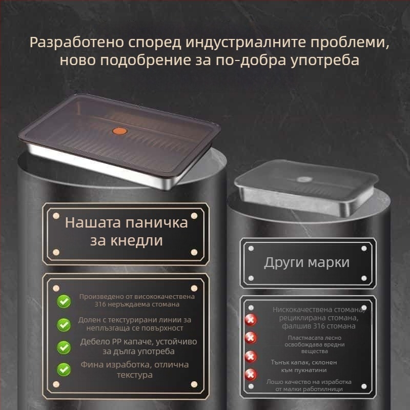 316 неръждаема стомана кутия за съхранение на кнедли със капак, многофункционална за хладилник/замразяване, дебело уплътнение