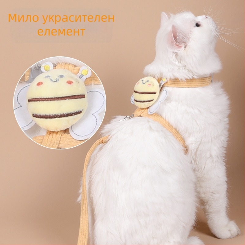 Регулируема котешка яка и повод от найлон