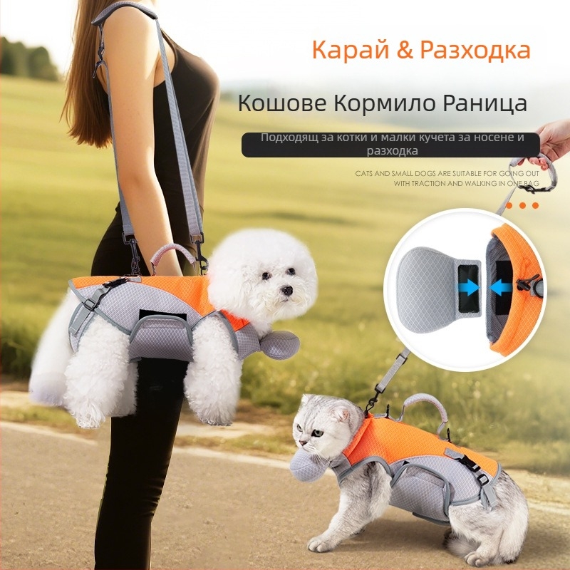 Чанта-раница за домашни любимци, котки и малки кучета, полиестер, мека до средна твърдост