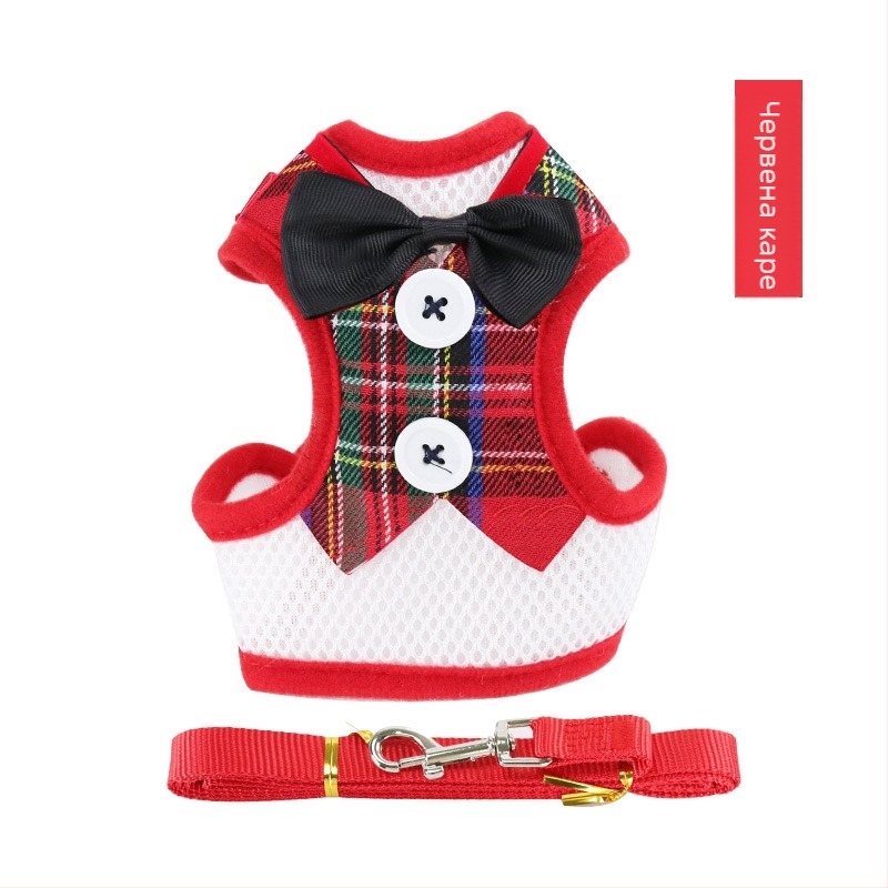 Котешка презрамка и каишка – комплект, дишаща жилетка стил, плат материал, марка Pet Baihui, подходяща за котки, категория: тракционна лента