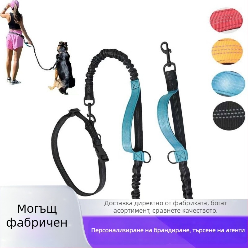 Кучешка разтегателна каишка за тичане – за открити разходки, полиестер, за домашни любимци