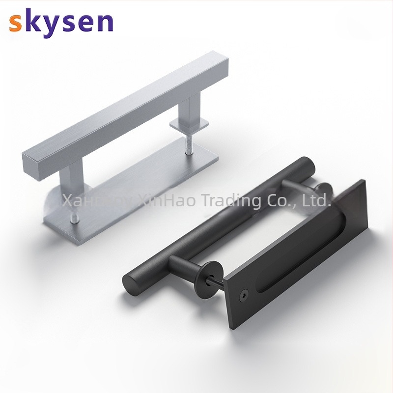 Дръжка за хамбарна врата, двустранна, от неръждаема стомана 304 и въглеродна стомана, повърхност: електростатично покритие и текстурирана повърхност, за плъзгащи се врати