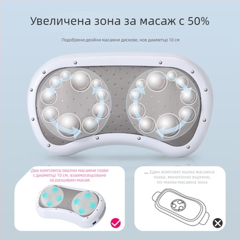 F5 Домашен масажор за корем с двойни дискове, масажни техники: топъл компрес и месене, захранване от мрежата, управление с бутон, интелигентен таймер