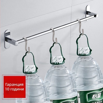 Държач за кърпи от неръждаема стомана, монтиран на стената, без пробиване, хромирана повърхност, с един прът, товароподемност до 50 кг